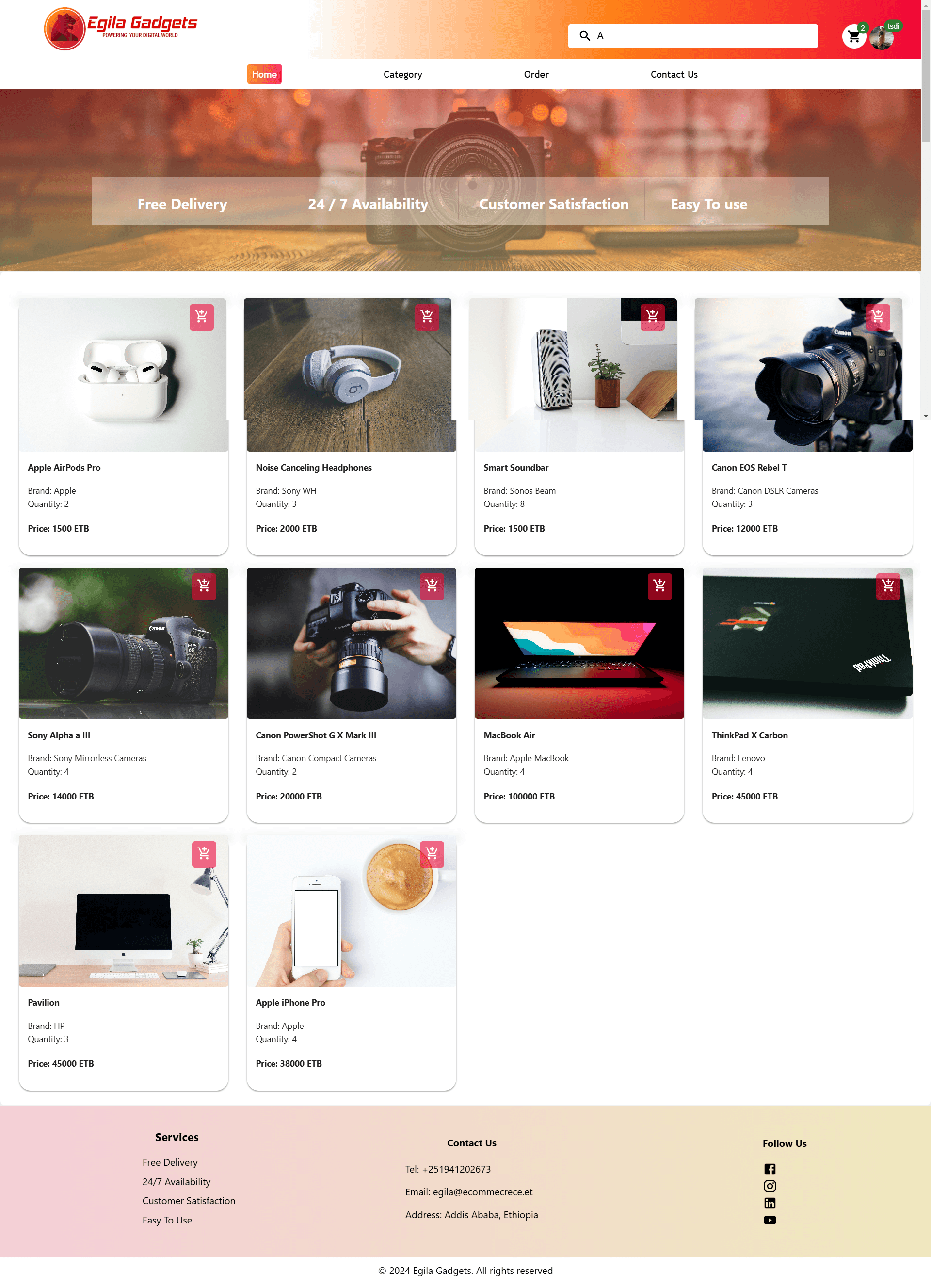Egila Gadget E-Commerce Platform
